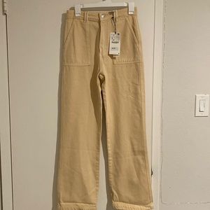 Zara yellow buttercream straight leg pants NTW - S